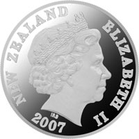 「アオラキ／マウント・クック」1ニュージーランド・ドル記念銀貨幣（表）の画像