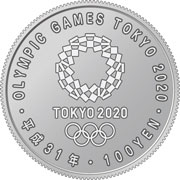 東京2020オリンピック競技大会記念百円クラッド貨幣（第二次発行分）（裏）の画像