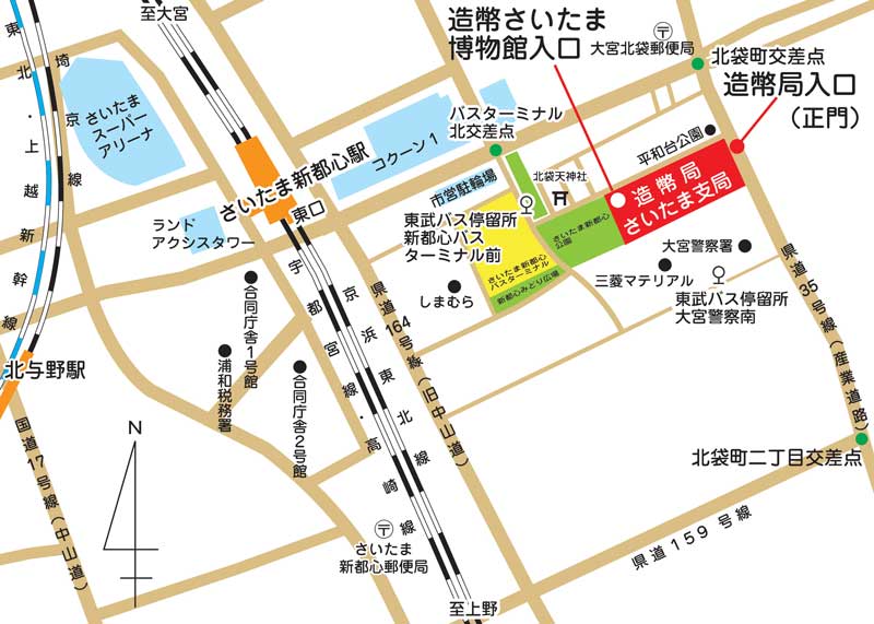 造幣さいたま幣博物館の地図の画像