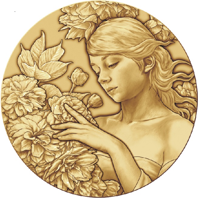 Image of 2021 Cherry Blossom Viewing Red Brass Medal Obverse