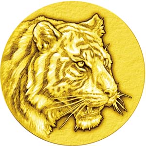 Image of 2022 Oriental Zodiac Pure Gold Medal (TIGER) Obverse