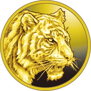 Image of 2022 Oriental Zodiac Pure Gold Medal (1/4 ounce) (TIGER) Obverse