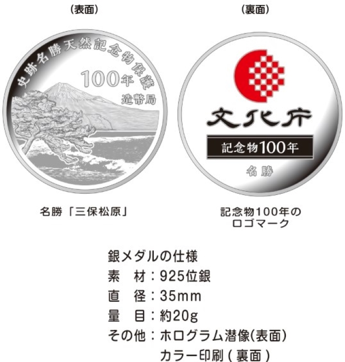 史跡名勝天然記念物保護100年記念2022プルーフ貨幣セット－名勝－ 銀メダルの画像