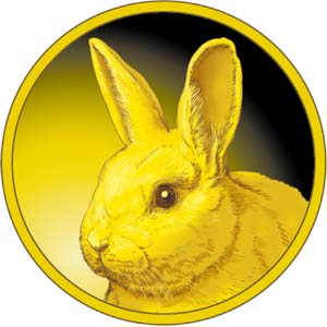 Image of 2023 Oriental Zodiac Pure Gold Medal (1/4 ounce) (RABBIT) Obverse