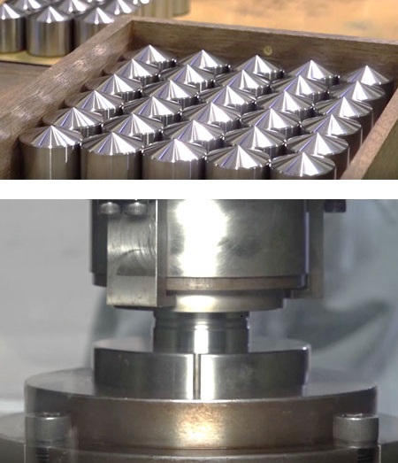 鋼材への模様の転写（極印製造）工程の画像