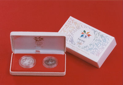 造幣局 : 長野オリンピック記念プルーフ貨幣2点セット（銀・白銅貨）